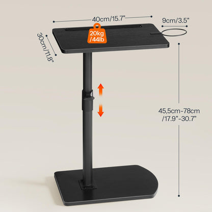 HOOBRO C Shaped Side Table, Height Adjustable Bedside Table, 360° Rotating Sofa Table Laptop Tables with Detachable Cup Holder and Tablet Slot