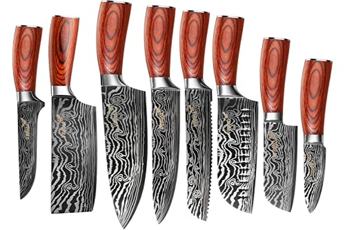 VINNAR Kitchen Knife Sets 8 Piece, Chef Knives Professional High Carbon Stainless Steel for Vegetable Meat Fruit Cutting