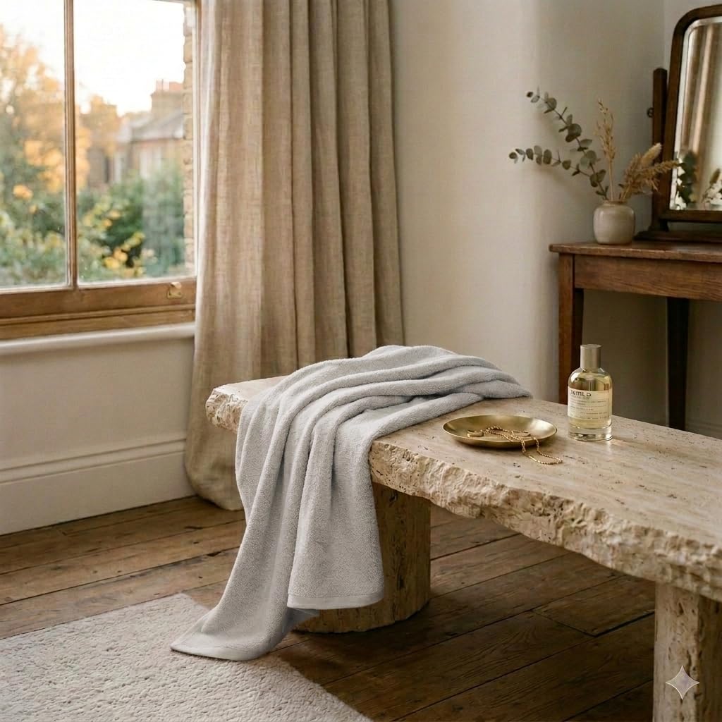 Vie TRIOMPHE Standard Zero-Twist Bath Towel 70x140cm, Long-Staple Cotton Sophisticated Mist Grey, Ultra-Soft Absorbent Hotel-Quality Towel, 330g