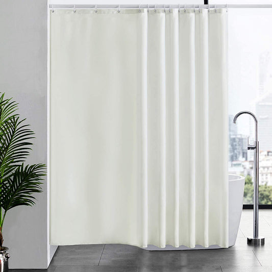 Furlinic Beige Shower Curtain Waterproof Mould Proof Resistantand Bath Curtains 240x180cm Washable Polyester Fabric with Weight Tape for Wet Room
