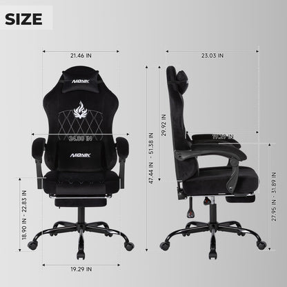 NIONIK Massage Gaming Chair with Footrest, Ergonomic Office Chair with Lumbar Support and Headrest