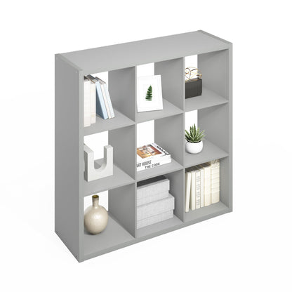 Furinno SIMPLE Cube Storage Organizer, 9-Cube Display Shelf, Open Back Shelving Unit, Storage Shelves, Extra Thick Frame