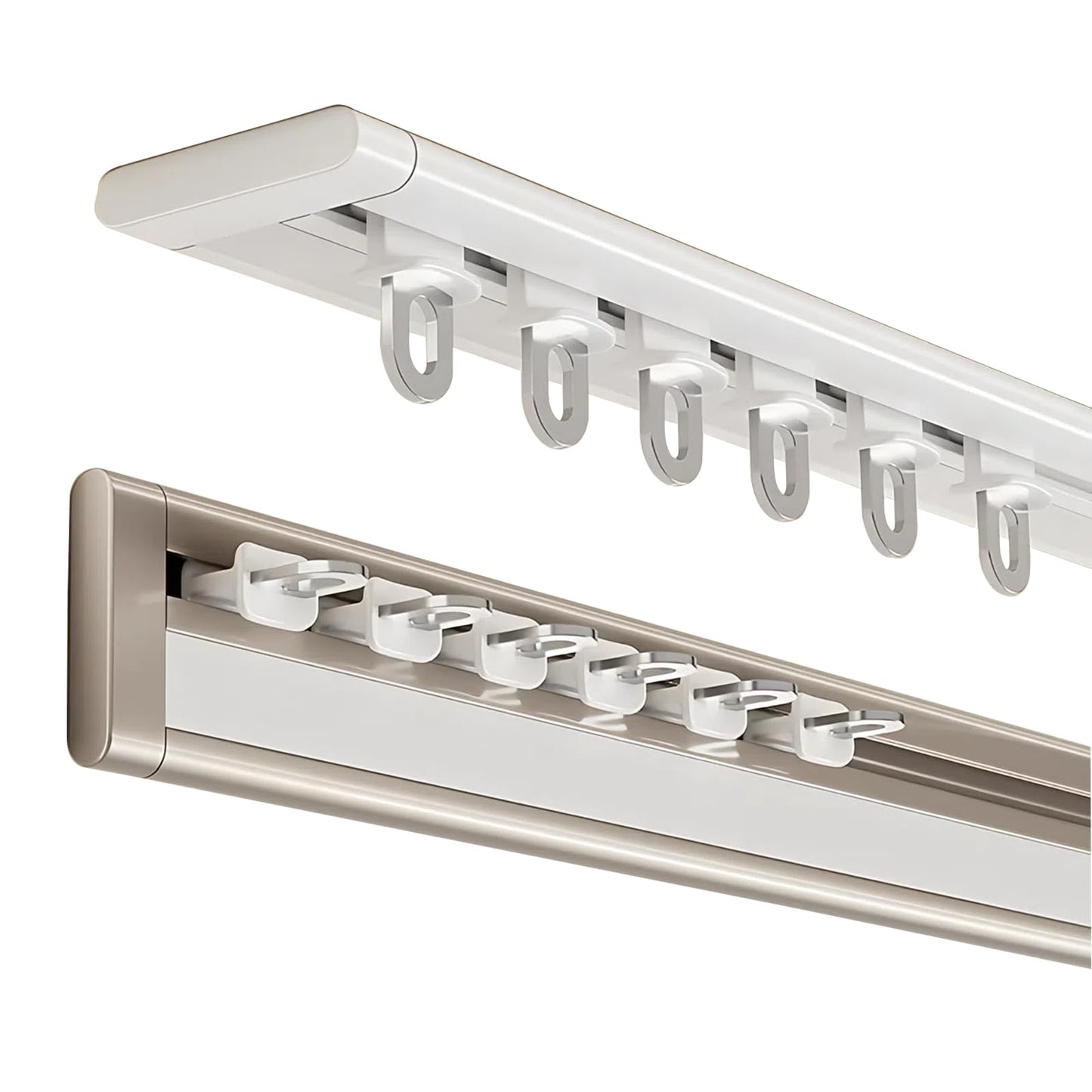 Self-Adhesive Ultra-Thin Curtain Track, Aluminum Ceiling Curtain Rail – Silent Sliding Rail for Living Room, Bedroom