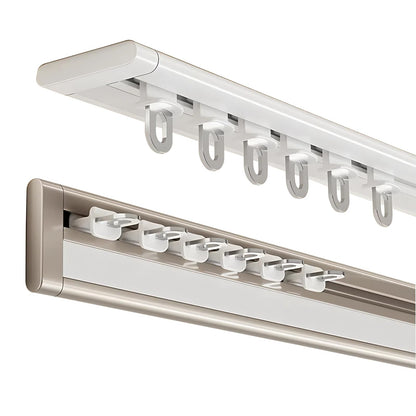Self-Adhesive Ultra-Thin Curtain Track, Aluminum Ceiling Curtain Rail – Silent Sliding Rail for Living Room, Bedroom