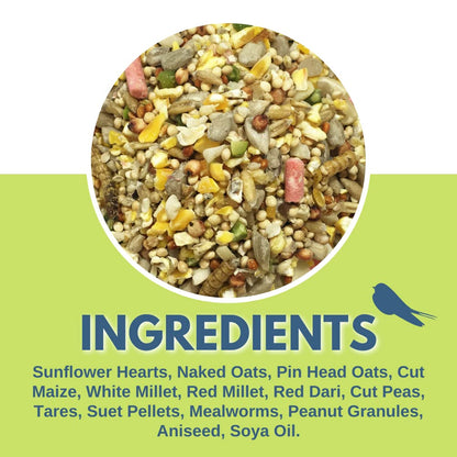 Pet Performance Garden Feast Wild Bird Seed Mix 20kg - All Year Round Wild Bird Feed With Mealworms & Suet Pellets - 100% Natural Nutritional Garden