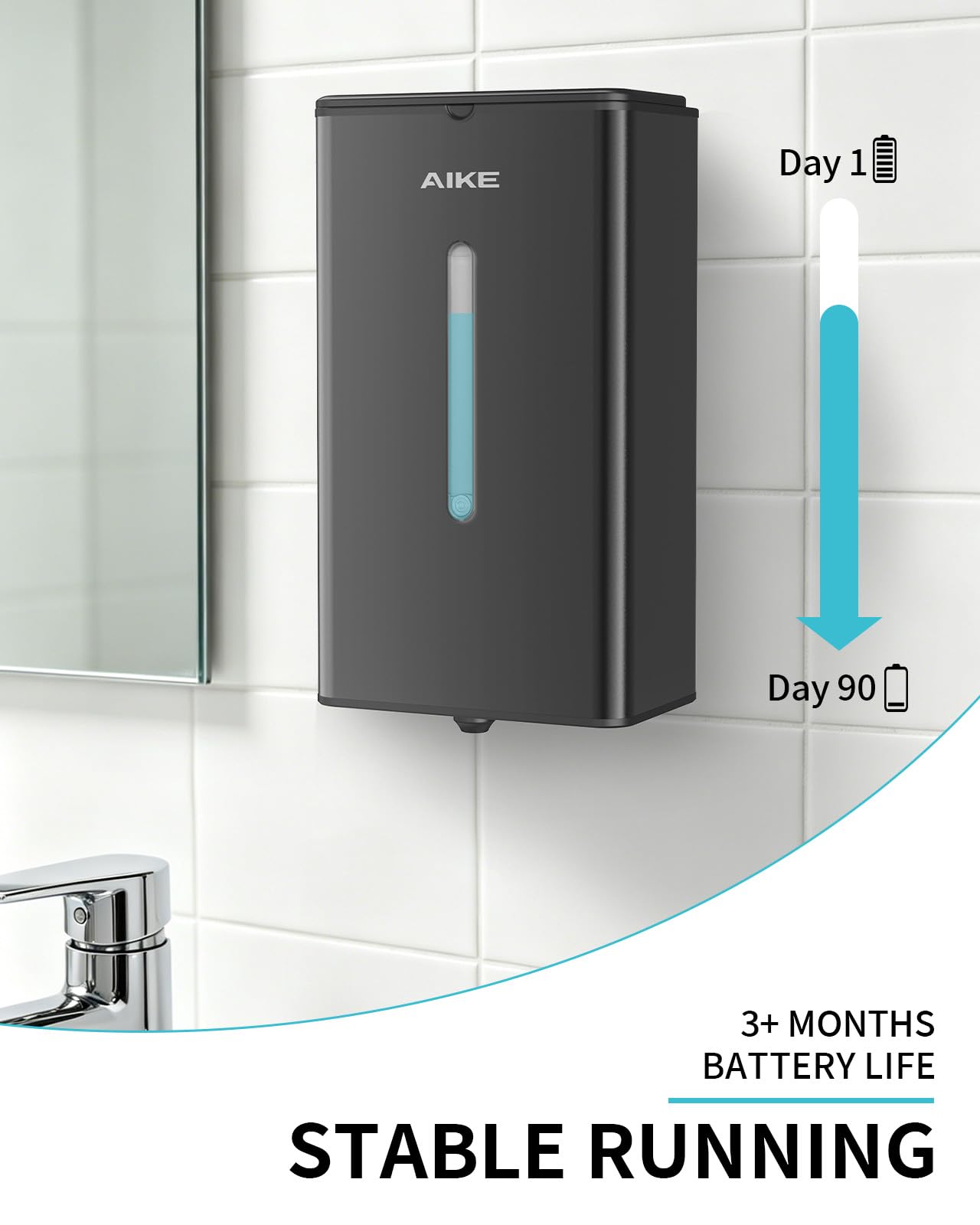 AIKE Square Automatic Soap Dispenser for Liquid, Stainless Steel Dispenser