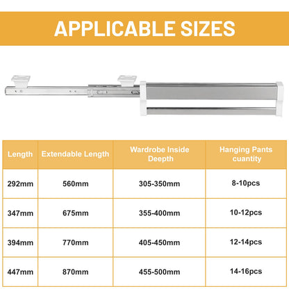 DBREAKS Extendable Clothes Rail for 300 mm Depth
