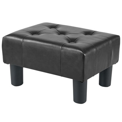 BRIAN & DANY Small Foot Stool, Faux Leather Footstool with Legs, Footstools for Living Room, Footrest Extra Seating for Entryway, Black