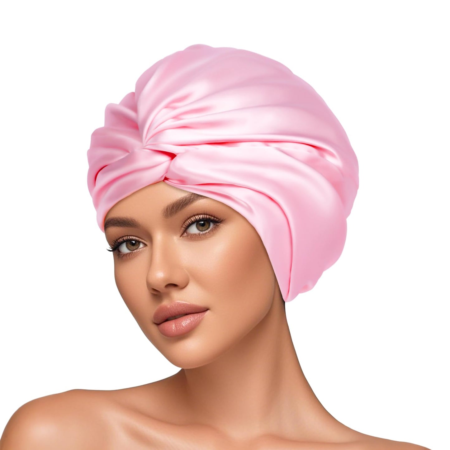 AOOWU Satin Bonnet, Silk Sleep Bonnets for Women, Double Silk Layer Sleep Cap, Night Sleep Cap, Hair Bonnet for Bath, Hair Care Head Cover Hat for