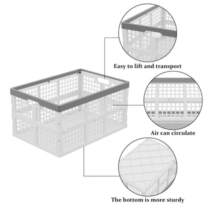Buyitt 4-Pack 30 L Plastic Collapsible Crates, Stackable Storage Bins