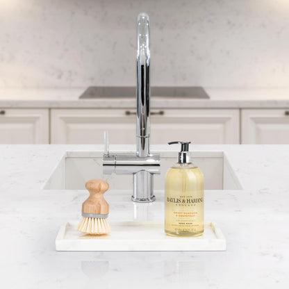 EHC Natural Marble Bathroom Vanity Tray, Decorative Countertop Sink Storage Organiser for Cosmetics, Perfume, Candles, Home Decor - Rectangular