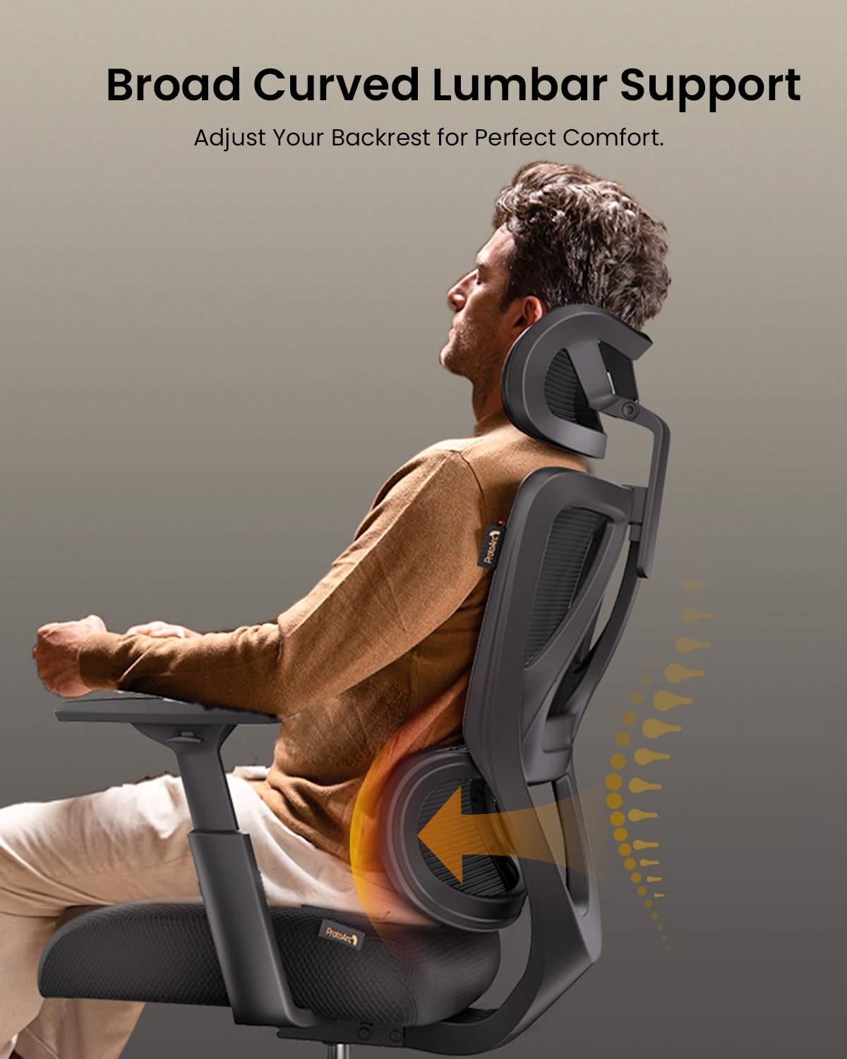 ProtoArc EC100 Ergonomic Office Chair with 10cm Spring Cushion, Black