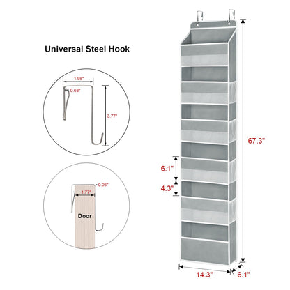 Univivi Over The Door Organiser, 6-Shelf Back of Door Storage, Grey