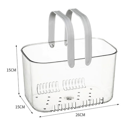 NOENNULL Shower Caddy Basket, Plastic Storage Basket with Handle, Large Capacity Storage Portable Shower Caddy Hollow Design Clear Bathroom Basket