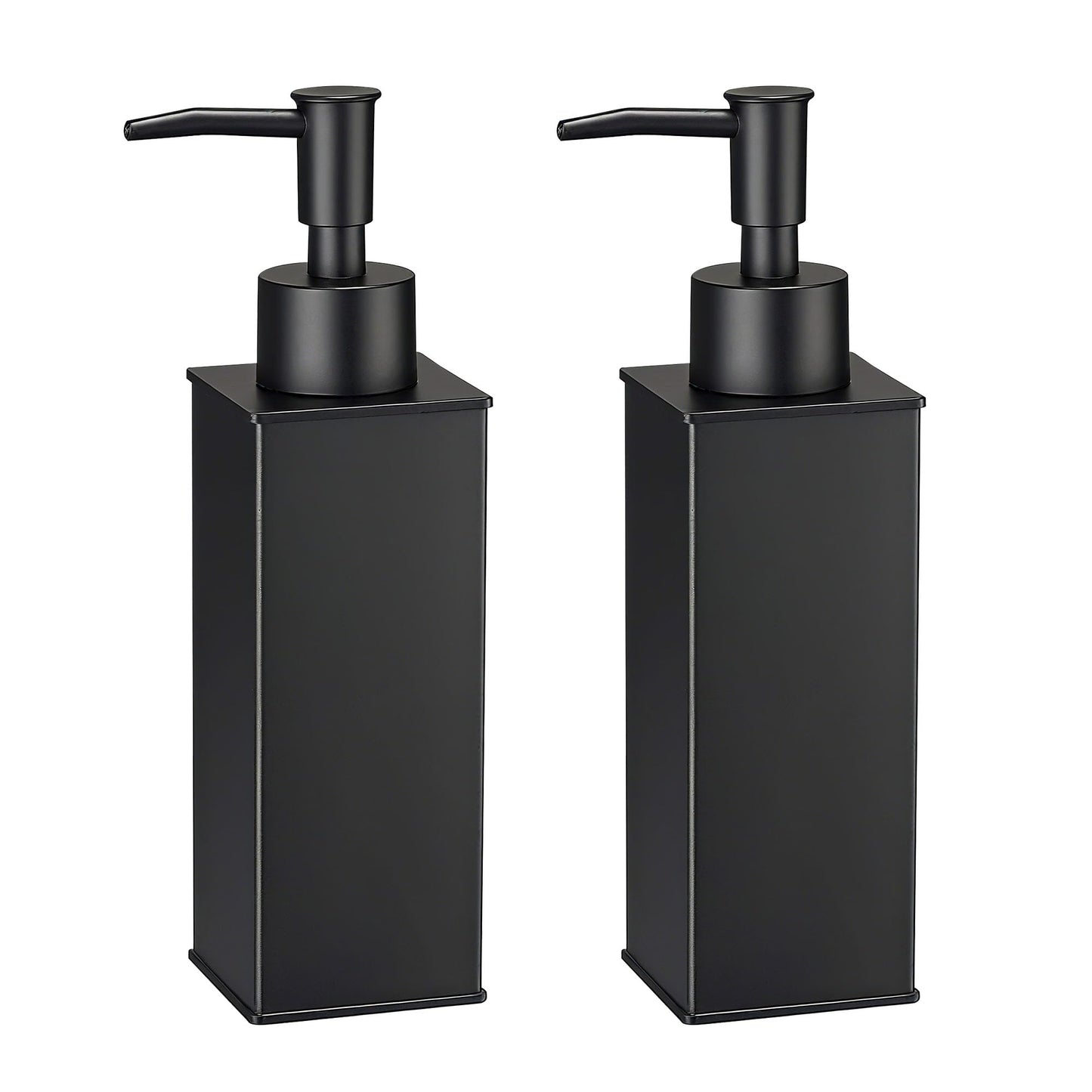 BGL Soap Dispensers 2 Pack, 304 Stainless Steel Standing Liquid Dispenser, Square Pump Bottles for Bathroom & Kitchen Decor, Black