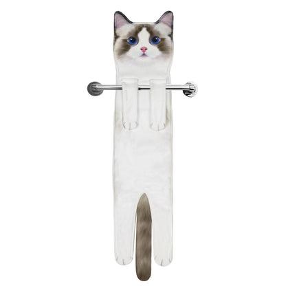 Cat Funny Hand Towels - Cute Bathroom Kitchen Towels Cat Decor Decorative Hanging Face Towels Super Absorbent Soft