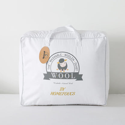 HOMEFOUCS King Size Duvet,13.5Tog Luxurious Wool Duvet, Washable Wool Filled Quilt, 230T Soft Fabric(King size: 230x220cm)