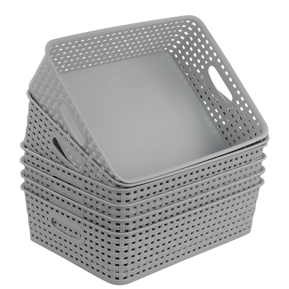 Gitany 6 Pack Desktop Storage Baskets, Plastic Office Baskets, A4 Storage Tray