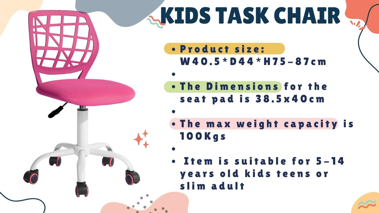 FurnitureR Writing Task Chair Ergonomic Kids Teens Boys Girls Study Chair - Adjustable Height Swivel Computer Laptop Desk Chair for Home,Office,Study