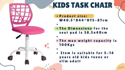 FurnitureR Writing Task Chair Ergonomic Kids Teens Boys Girls Study Chair - Adjustable Height Swivel Computer Laptop Desk Chair for Home,Office,Study