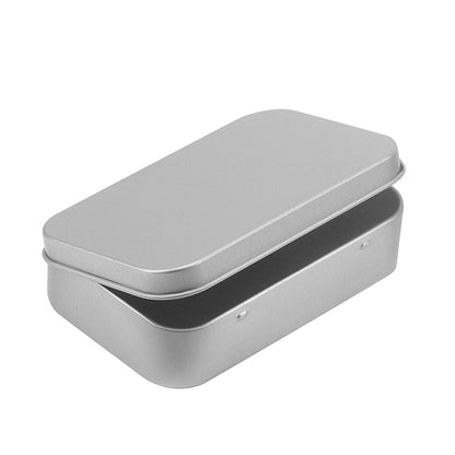 KEILEOHO 30 PCS Small Hinged Tin Box, 94x61x20mm Rectangular Metal Storage Tins for Candies Key, Silver