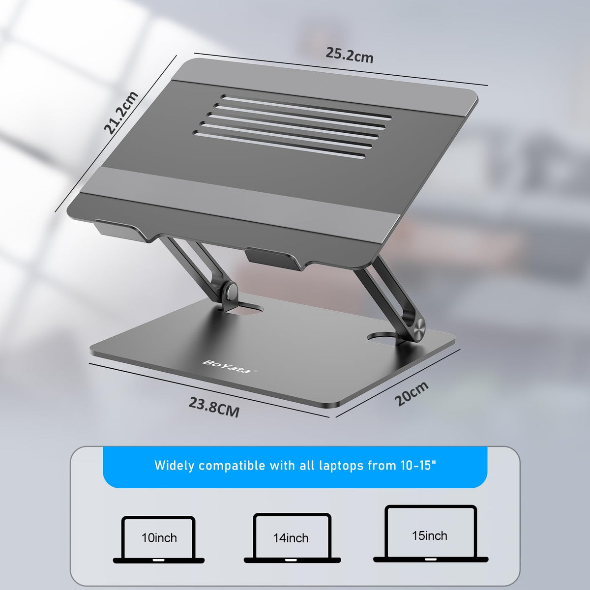 BoYata Laptop Stand, Multi-Angle Adjustable Laptop Riser with Heat-Vent