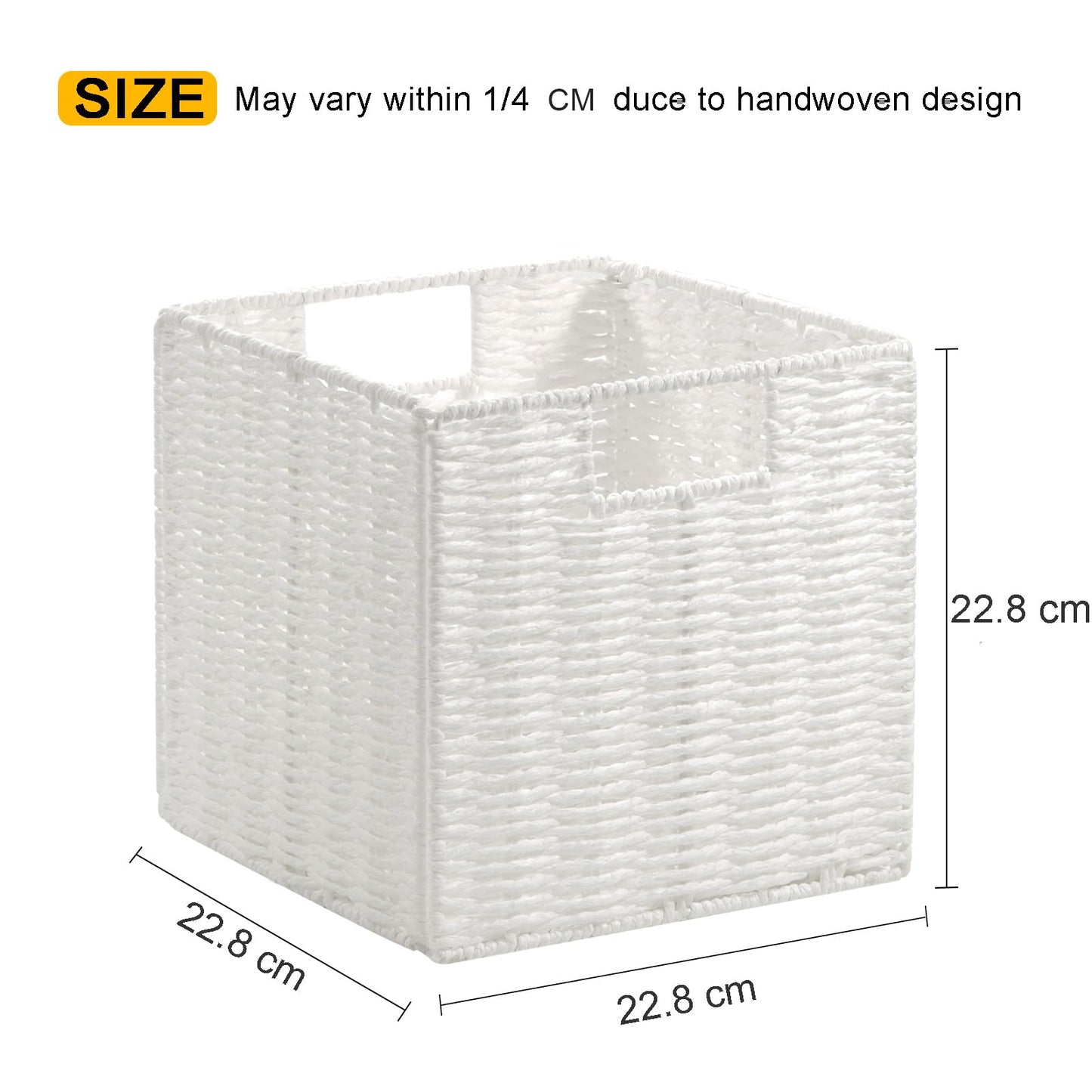 Vagusicc Storage Cubes, Collapsible Storage Boxes, Woven Storage Basket 23x23cm, Small Storage Baskets with Handles, Cube Storage Bins for Bedroom