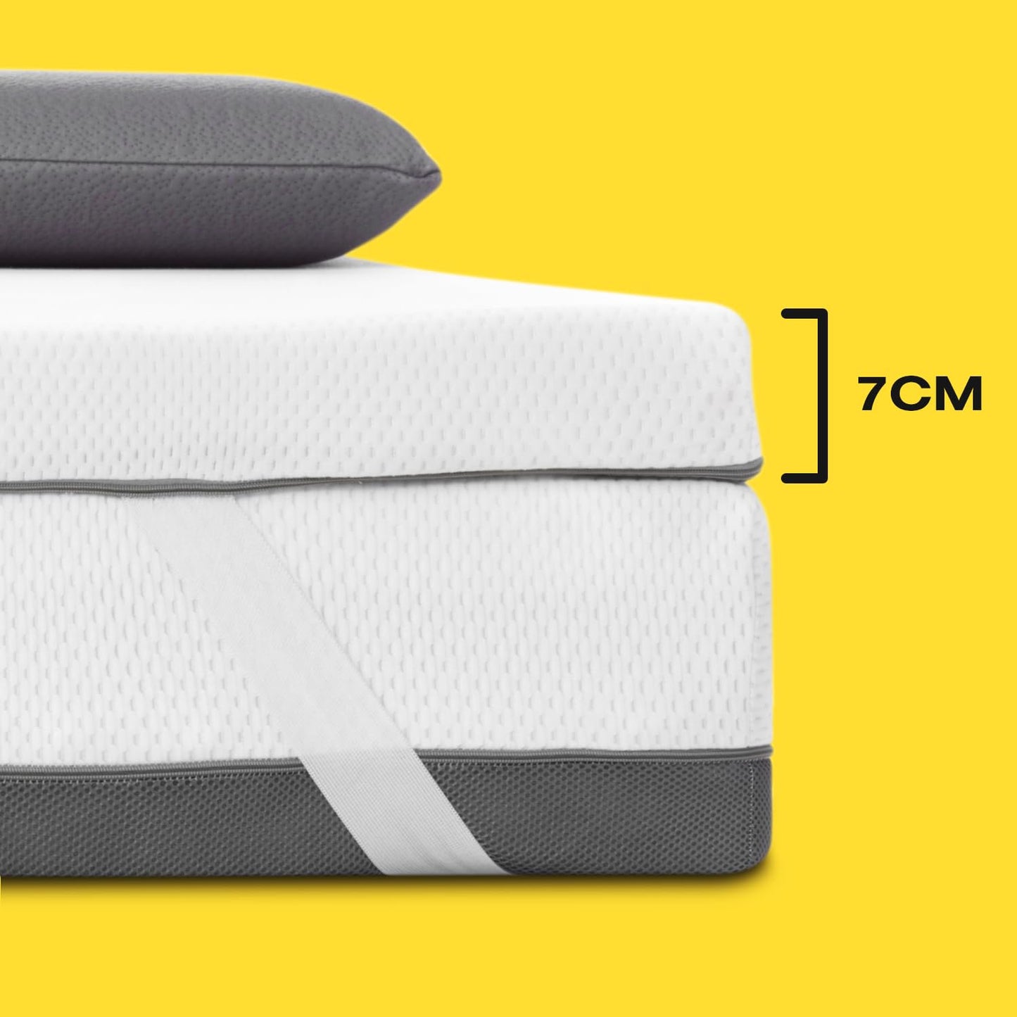 Ferlex Memory Foam Topper 105 x 190 cm | 100% Memory Foam | Thickness 7 cm | Made in Spain | Breathable and Removable Mattress Topper