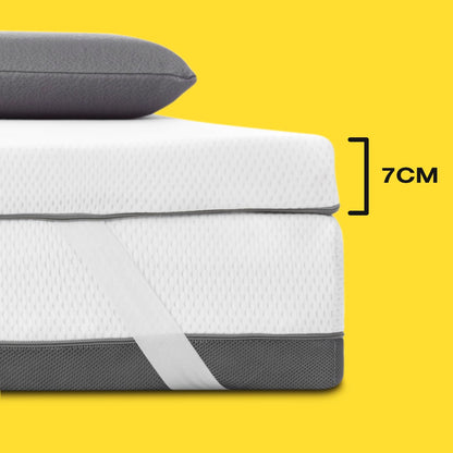 Ferlex Memory Foam Topper 105 x 190 cm | 100% Memory Foam | Thickness 7 cm | Made in Spain | Breathable and Removable Mattress Topper