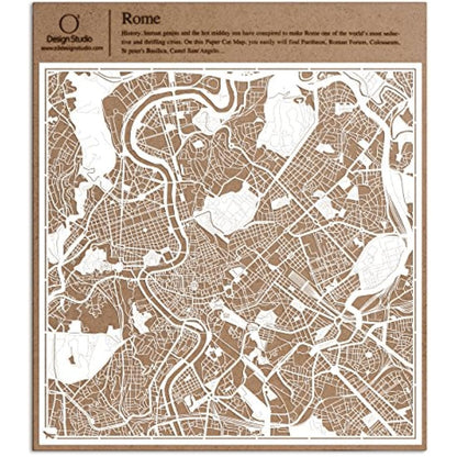 O3 DESIGN STUDIO Rome Paper Cut Map White 30x30 cm Paper Art
