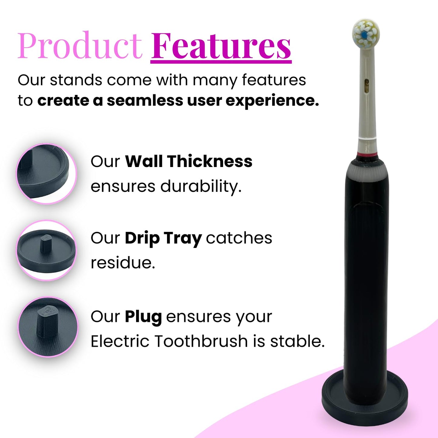 Oral Care Brand Electric Toothbrush Stand & Drip Tray (Black, Single)