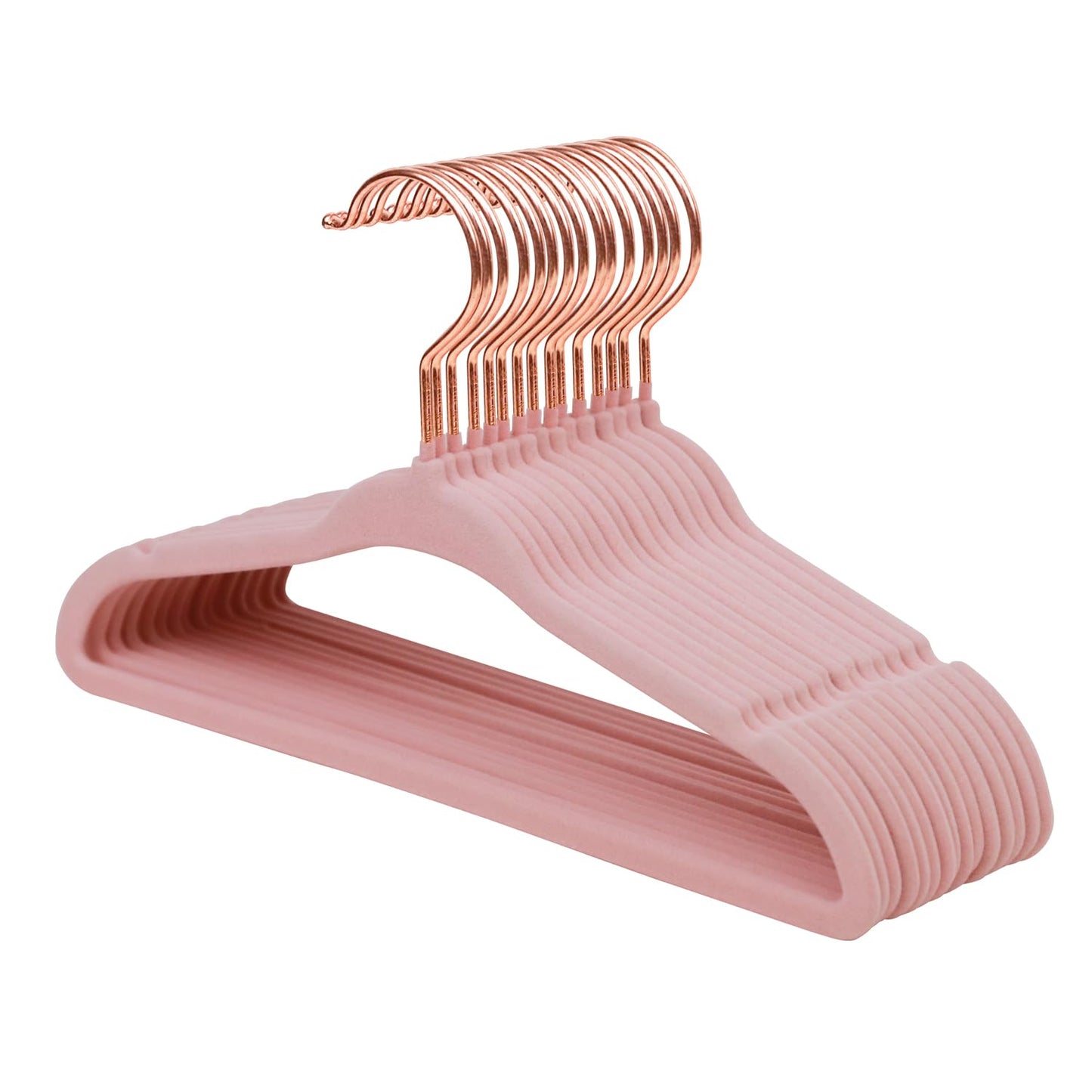 ManGotree Baby Velvet Hangers with Swivel Rose Gold Hook 15 Pack Light Pink