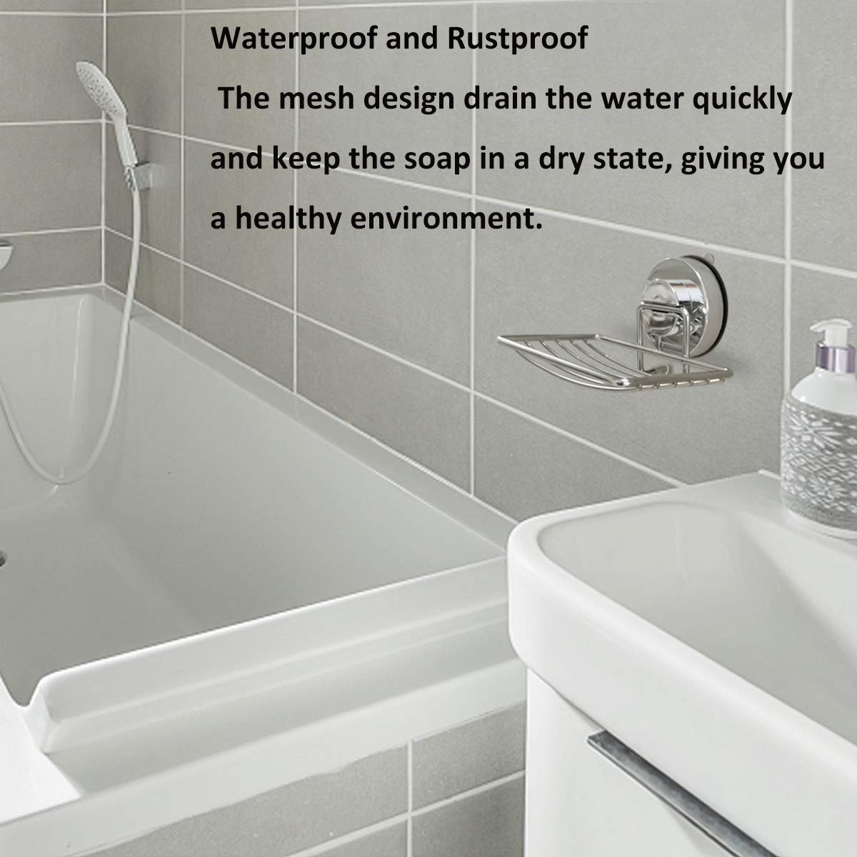 Ulable Stainless Steel Soap Holder, Bathroom Vacuum Suction Cup Wall Mounted Soap Dish, Waterproof and Rustproof for Shower, Bathroom