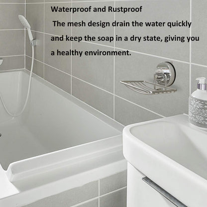 Ulable Stainless Steel Soap Holder, Bathroom Vacuum Suction Cup Wall Mounted Soap Dish, Waterproof and Rustproof for Shower, Bathroom