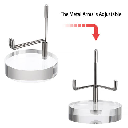 BTSKY Small Size Adjustable Silver Metal Arm Display Stand with Round Base
