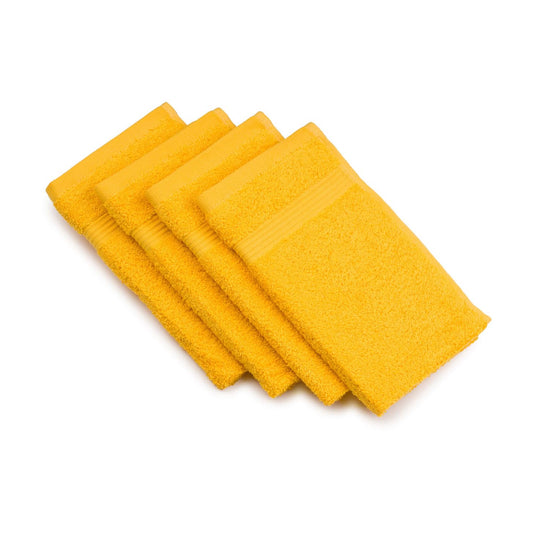 G?zze - Set of 4 New York Guest Towels, Luxuriously Soft and Absorbent, 100% Cotton, 30 x 50 cm - Yellow