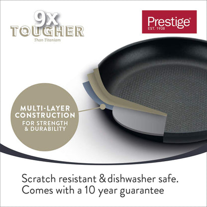 PRESTIGE 9 x Tougher Frying Pan Set Non Stick - Induction Frying Pan Set of 3, 21/25/29cm with Scratch Resistant Non Stick, Stay Cool Easy Grip
