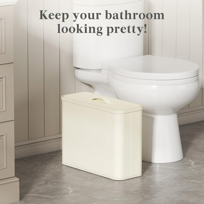 Lifewit Bamboo Toilet Roll Storage Cabinet with Lid,25L,Cream White