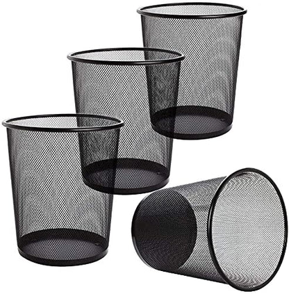 Tebery 4 Pack Mesh Waste Paper Bin, 12 Litres Metal Mesh Wastebasket, Mesh Trash Can Rubbish Bin, Waste Basket Garbage Can for Bathrooms, Kitchens