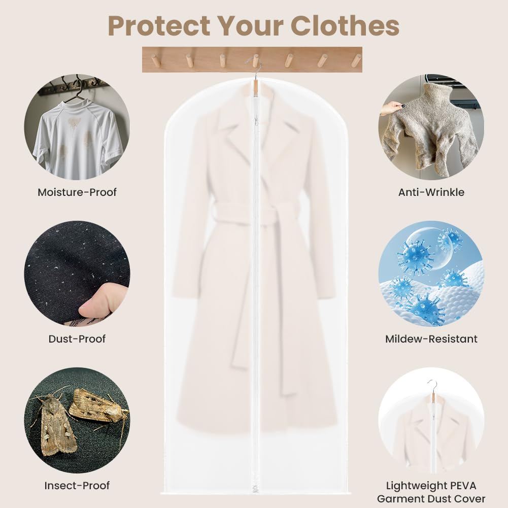 HOTUT 6 PCS Transparent Dustproof Suit Covers Set,60×100CM Garment Bags