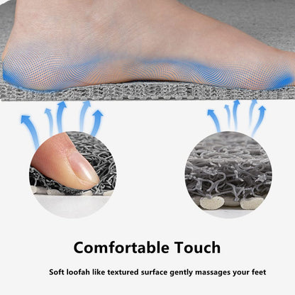 Bath Mat for Inside Shower, 40x60cm Loofah Shower Mat Non Slip Anti Mould Antibacterial Soft PVC Bath Mat for Bathroom Wet Shower Areas