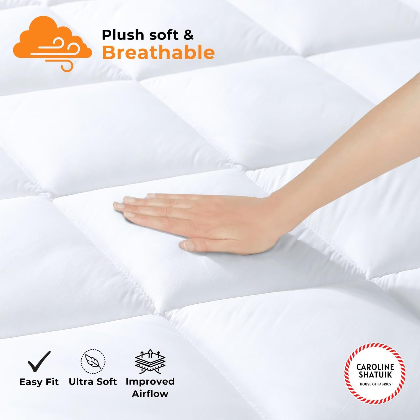 Caroline Shatuik Mattress Topper Double Bed - Dual Layer 4 Inch/10cm Deep Thick Quilted Breathable,Soft Hypoallergenic Double Mattress Topper With