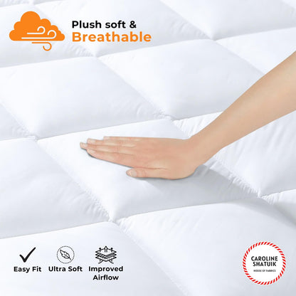 Caroline Shatuik Mattress Topper Double Bed - Dual Layer 4 Inch/10cm Deep Thick Quilted Breathable,Soft Hypoallergenic Double Mattress Topper With