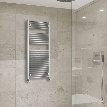Warmehaus Curved Heated Towel Rail Radiator Ladder Chrome 1200x600mm
