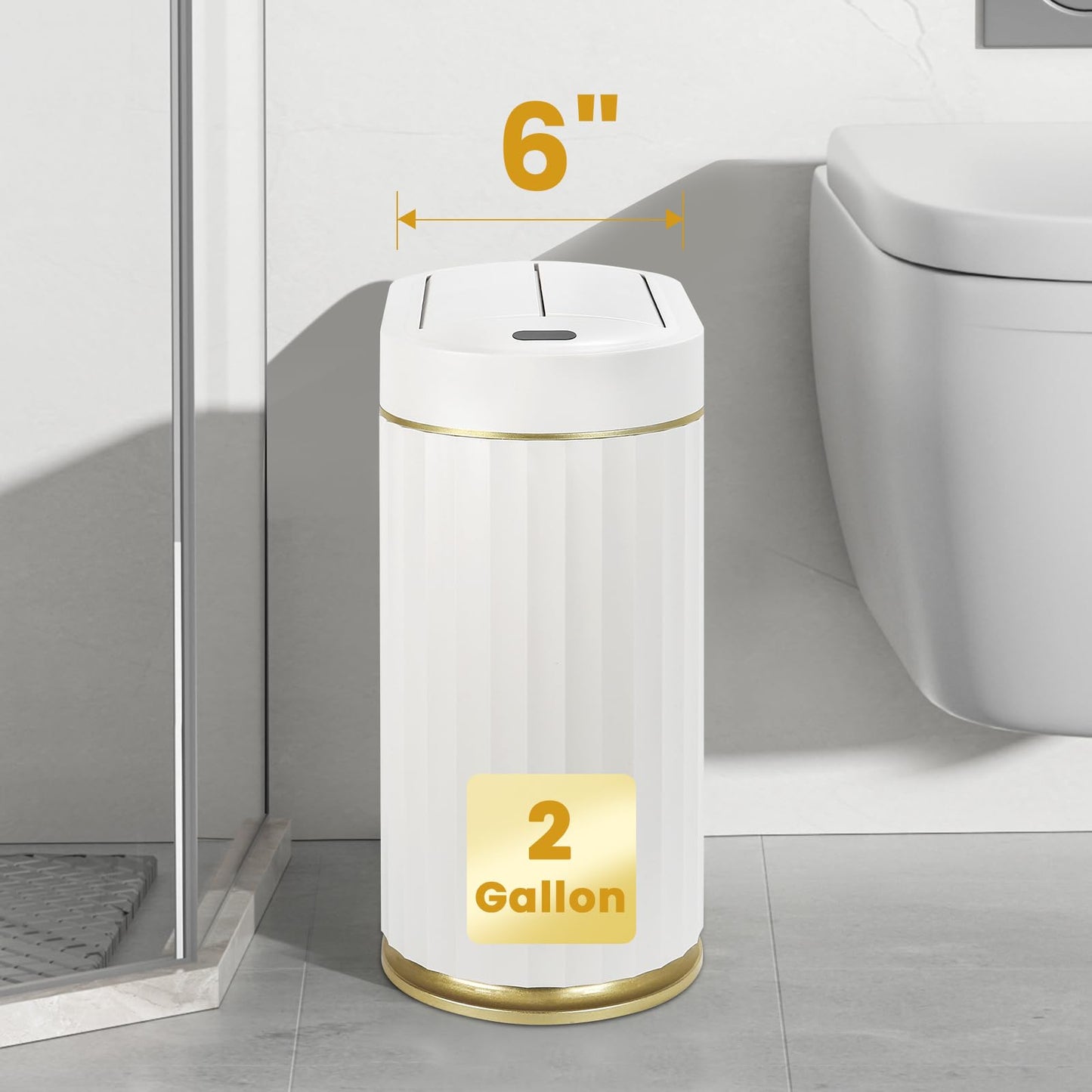 ELPHECO Bathroom Trash Can with Lid Butterfly, Motion Sensor Trash Can Bathroom Decor Automatic Garbage Can Wastebasket Bathroom Accessories, Kitchen