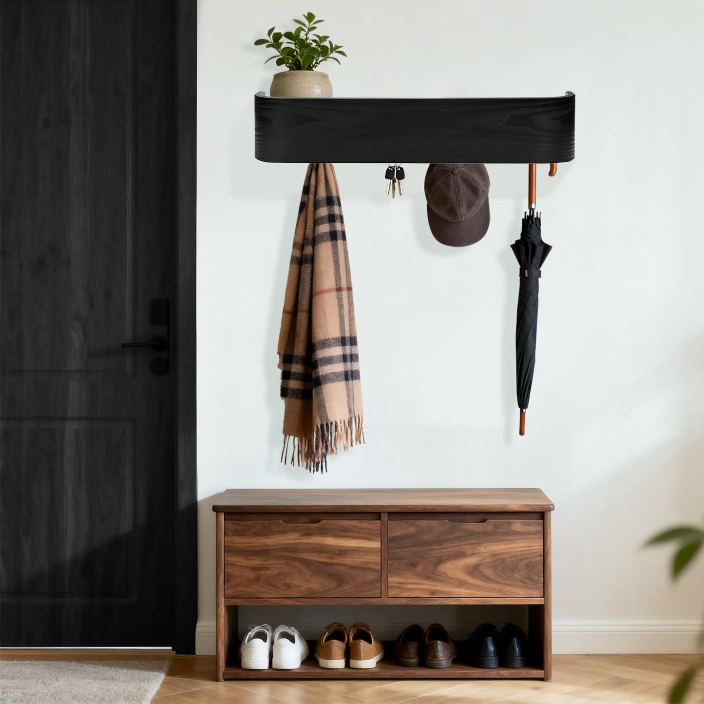 Topfinder Coat Rack with Shelf Wall-Mounted Organizer with 5 Hidden Hooks