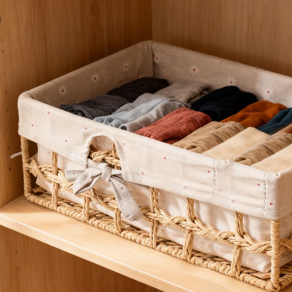 KiKiHong Set of 3 Boho Storage Baskets,Bathroom Basket with Linings