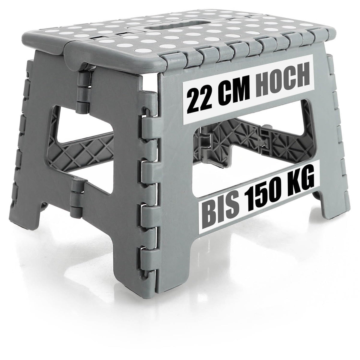COM-FOUR® folding step with rubber studs, foldable step stool