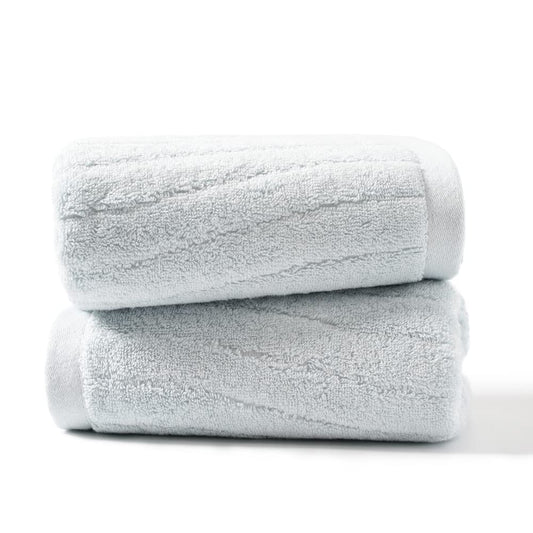 sense gnosis Blue Hand Towels Set of 2 Wave Pattern 100% Cotton Terry Super Soft Absorbent Decorative Striped Hand Towel for Bathroom 13 x 29 Inch