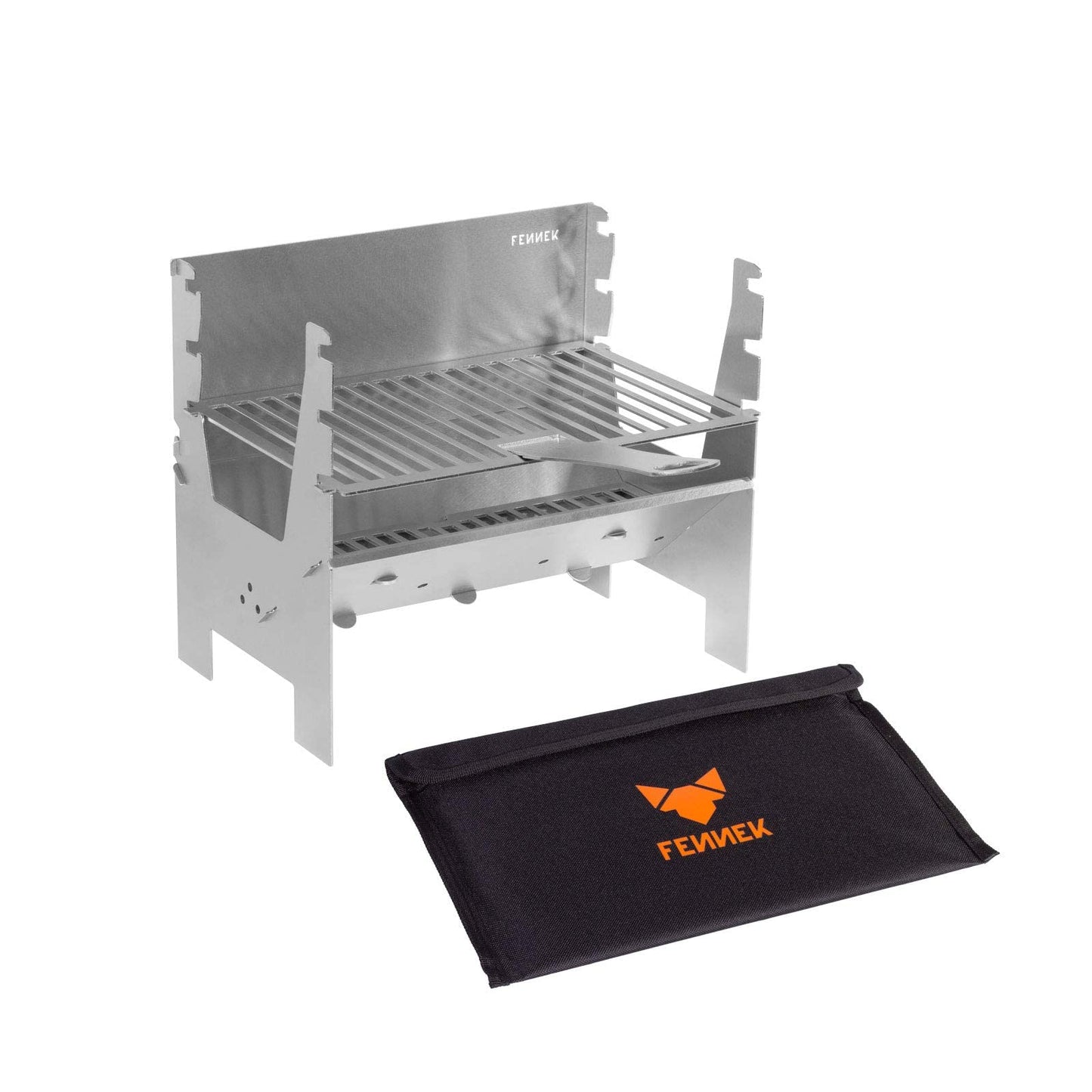 FENNEK Light | Mobile and Stick Together Charcoal Barbecue Grill | Made of Stainless Steel | Suitable for Camping, Trekking, Van Life, Garden and